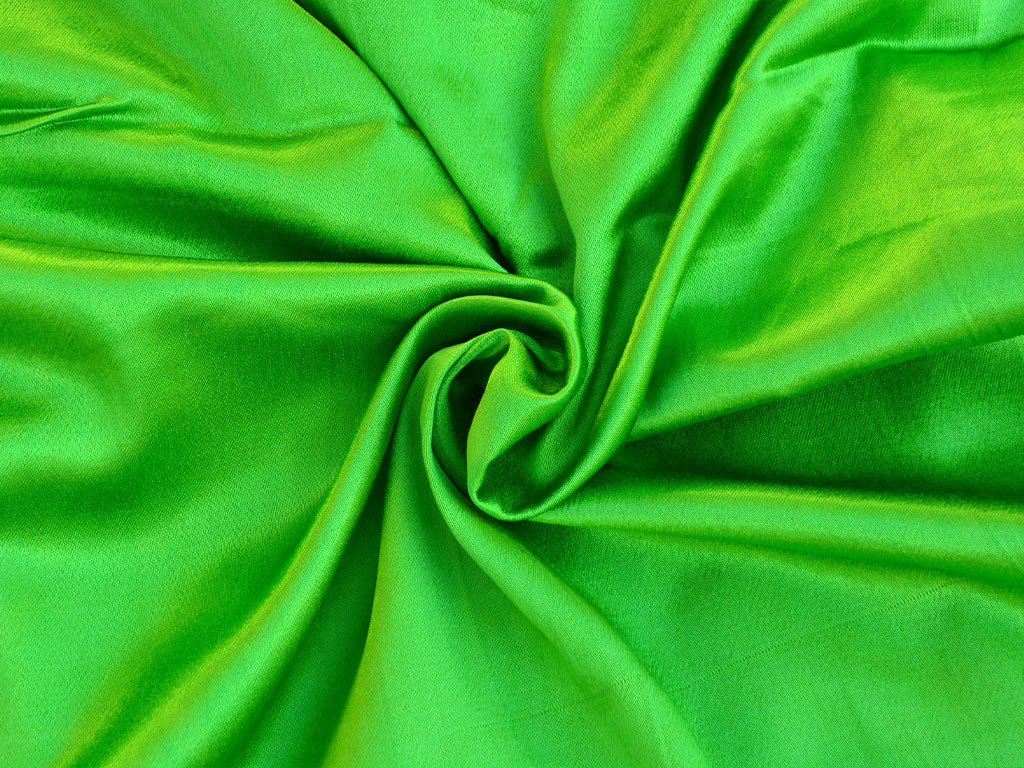 Grass Green Plain Pure Viscose Gaji Silk Fabric (Wholesale)