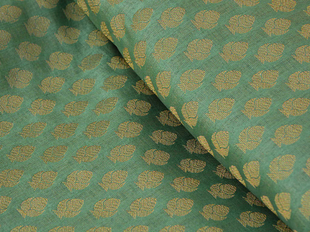 Moss Green Motifs Semi Banarasi Brocade Fabric