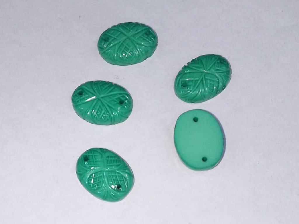 Turquoise Designer Oval 2 Hole Plastic Stones