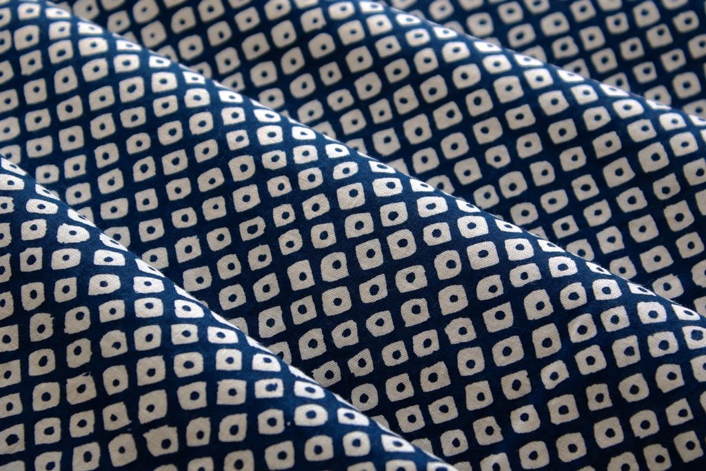 Navy Blue Traditional Printed Pure Cotton Fabric