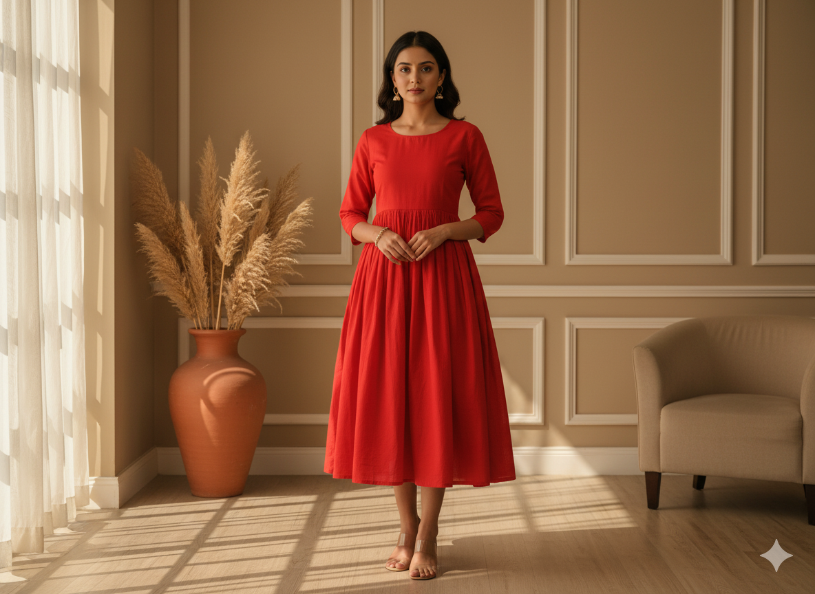 Bright Orange Plain 100% Pure Mul Mul Cotton