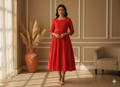 Bright Orange Plain 100% Pure Mul Mul Cotton