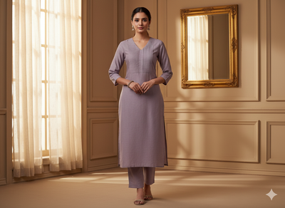 मौवे पर्पल प्लेन ग्लेज्ड कॉटन फ़ैब्रिक (थोक)