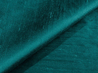 Deep Teal Plain Bangalore Raw Silk Fabric  (Wholesale)