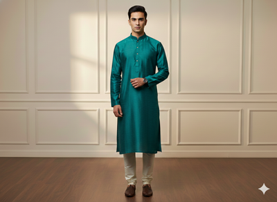 Deep Teal Plain Bangalore Raw Silk Fabric  (Wholesale)