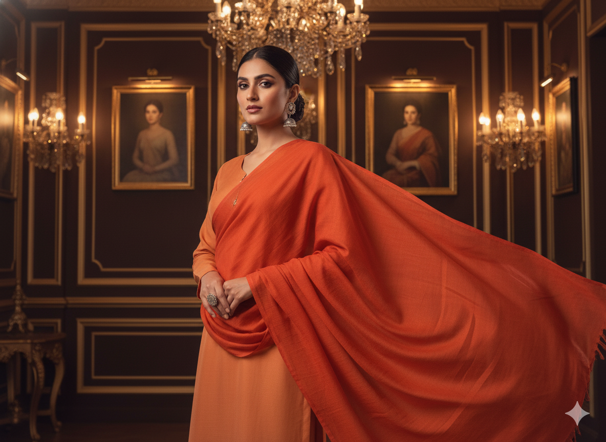 Bright Orange Plain 100% Pure Mul Mul Cotton