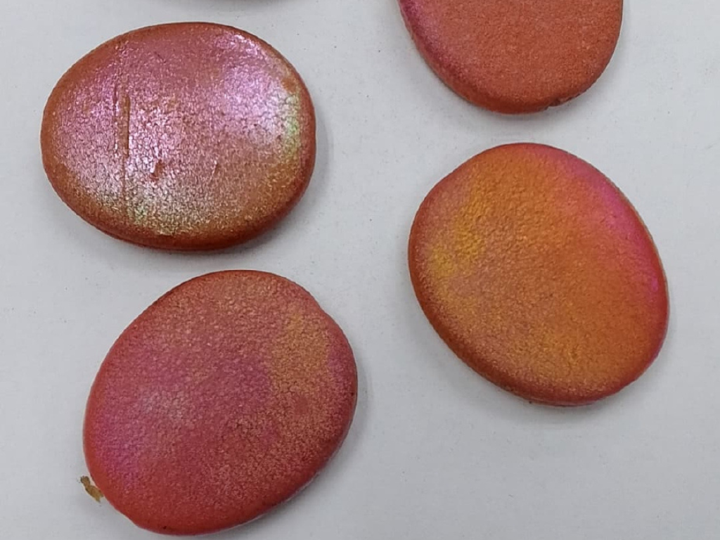 Orange & Pink Flat Circular Plastic Stones