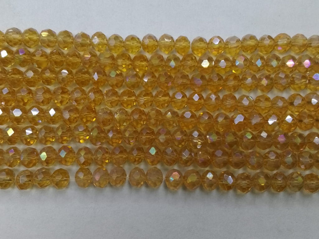 Mustard Lustre Tyre Crystal Glass Beads- 6 mm (Wholesale