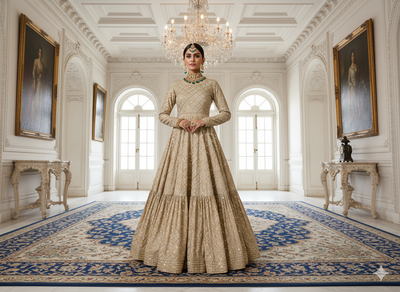 हल्के सुनहरे धातुई सेक्विन कढ़ाई मलाई साटन कपड़ा