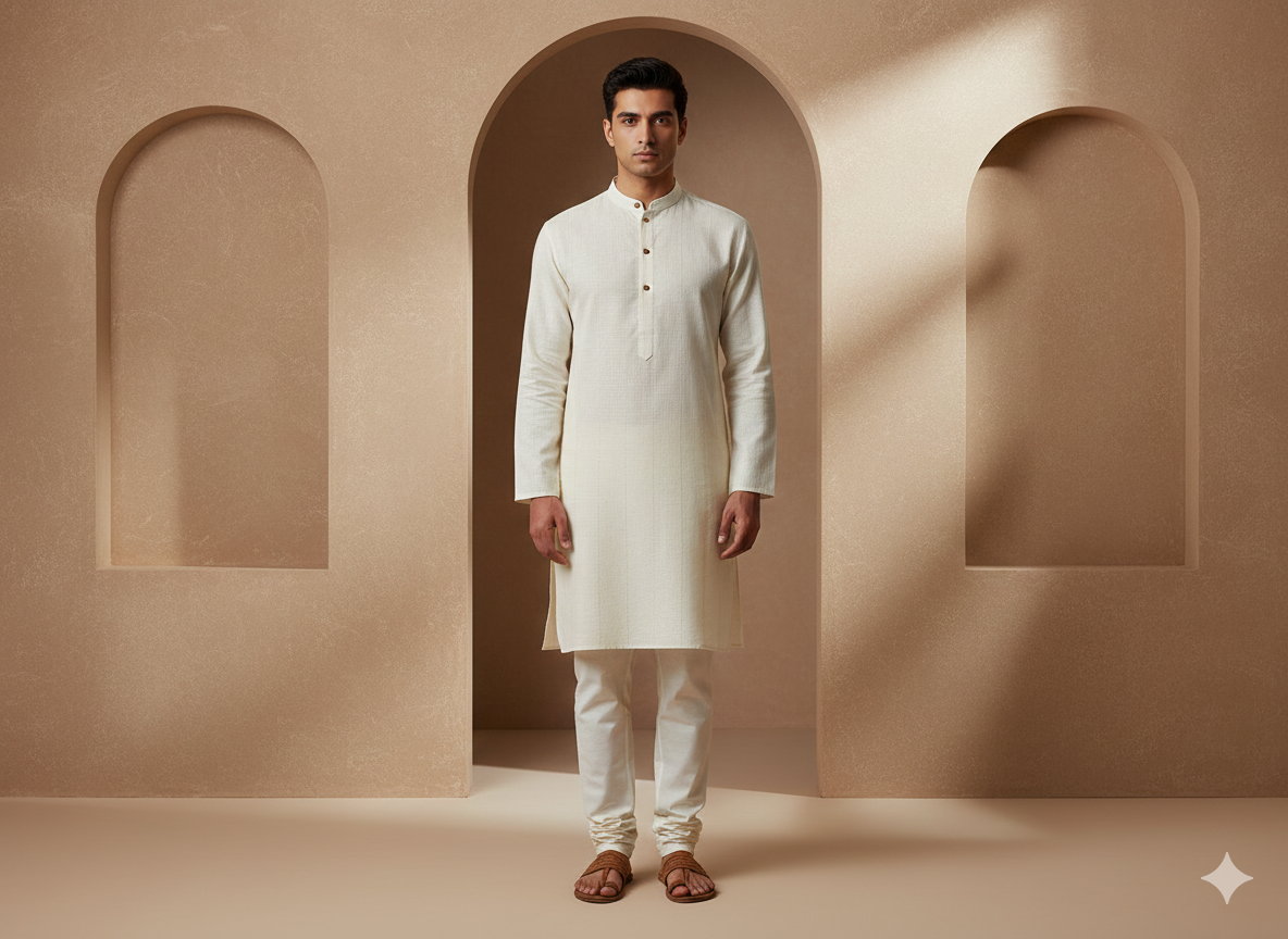 क्रीम सादा कॉटन लिनन कपड़ा