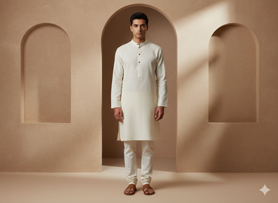 क्रीम सादा कॉटन लिनन कपड़ा