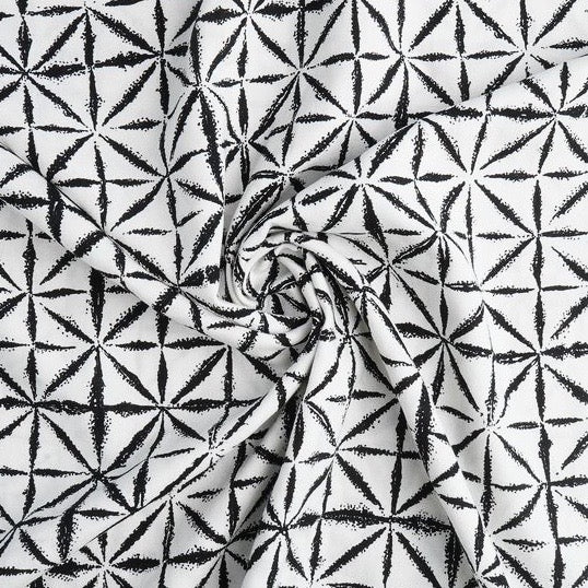 Black & White Abstract Printed Cotton Rayon Fabric