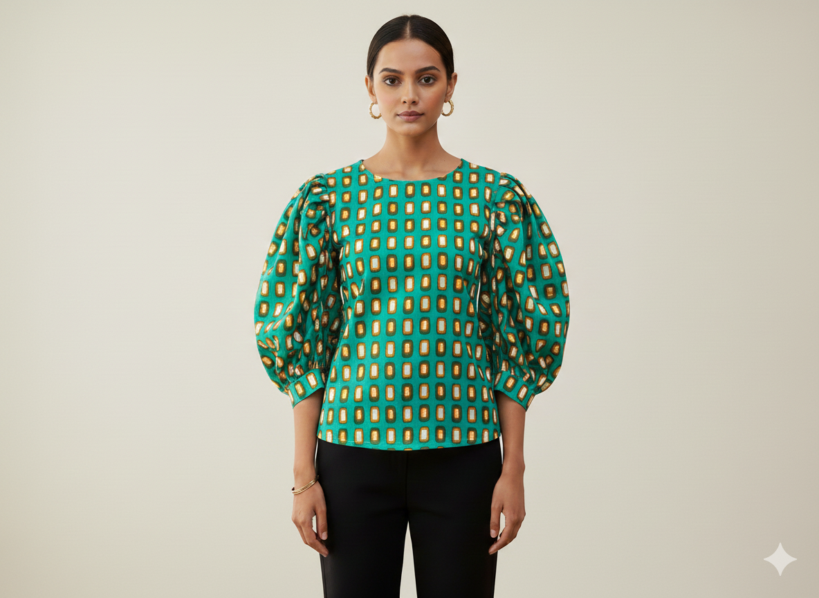 चैती ज्यामितीय शुद्ध सूती कपड़ा