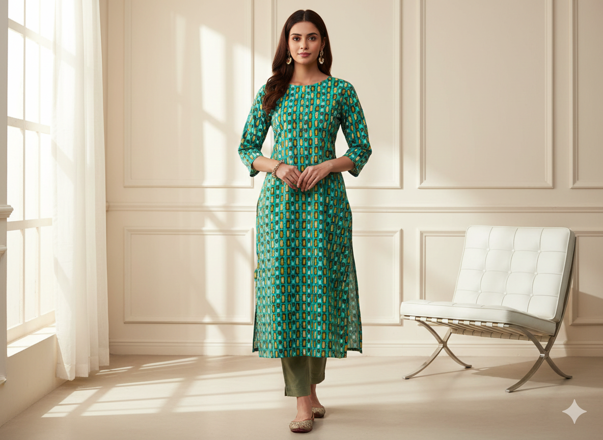 चैती ज्यामितीय शुद्ध सूती कपड़ा