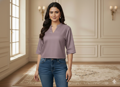 बैंगनी सादा चमकीला सूती कपड़ा