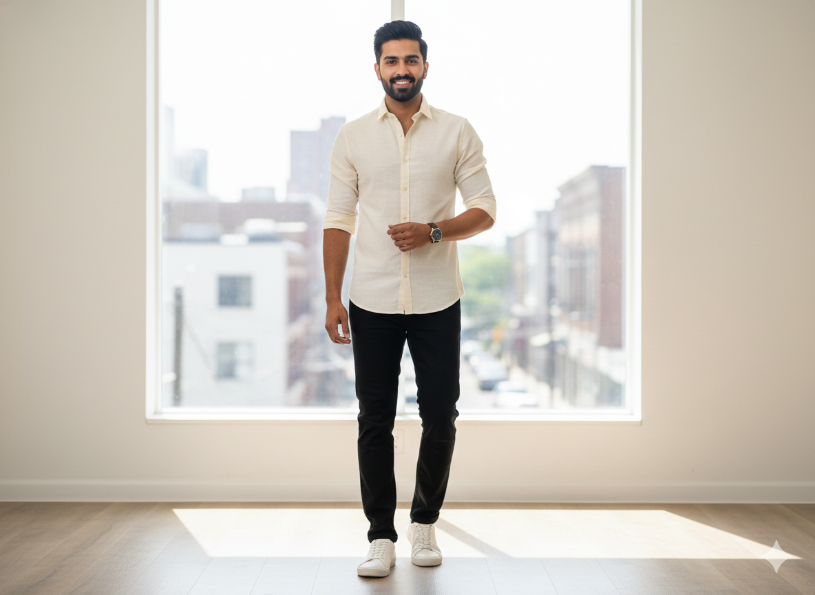 क्रीम सादा कॉटन लिनन कपड़ा