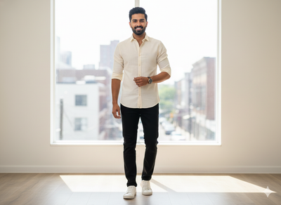 क्रीम सादा कॉटन लिनन कपड़ा