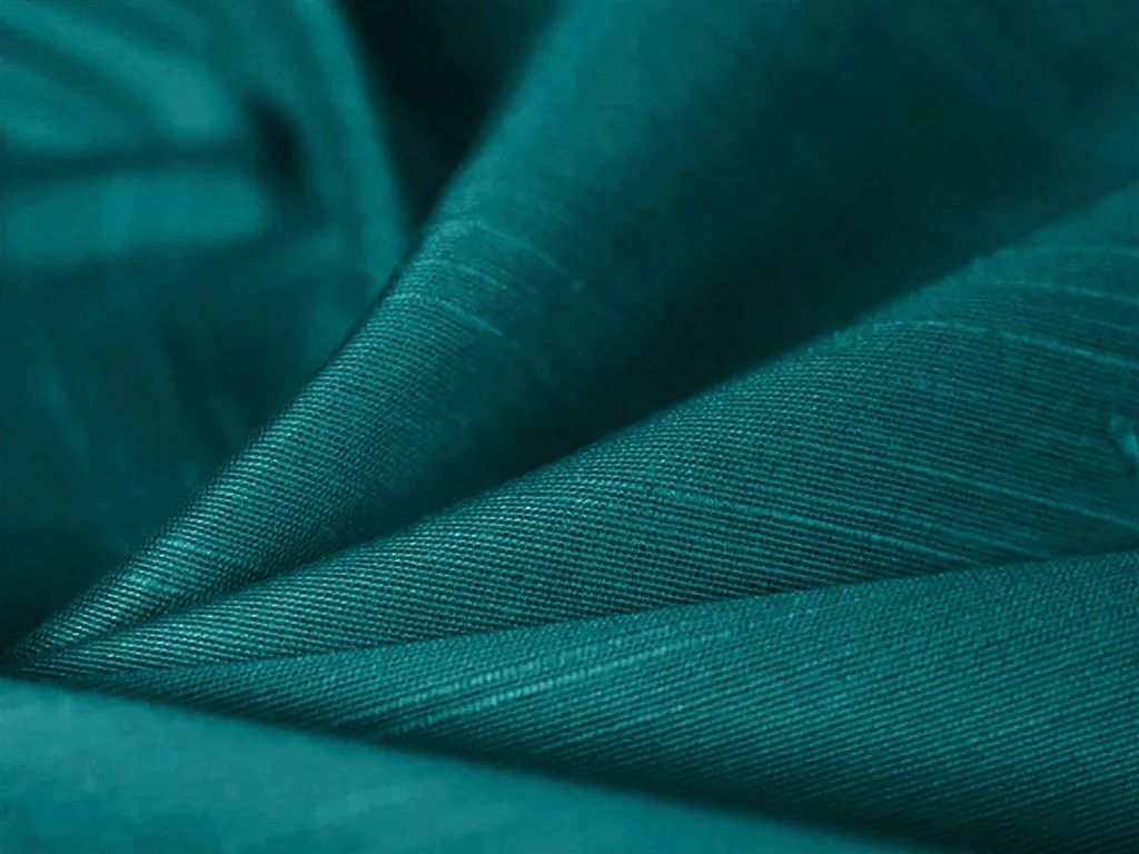 Deep Teal Plain Bangalore Raw Silk Fabric  (Wholesale)