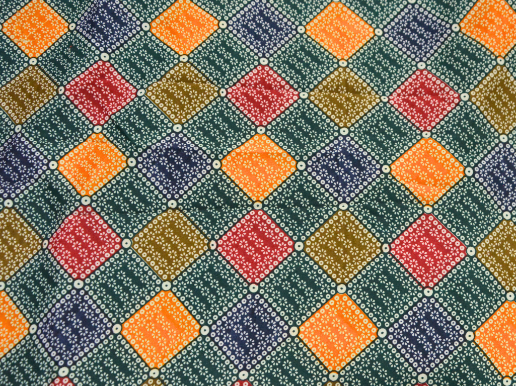 Dark Green Diamond Digitally Printed Butter Crepe Fabric