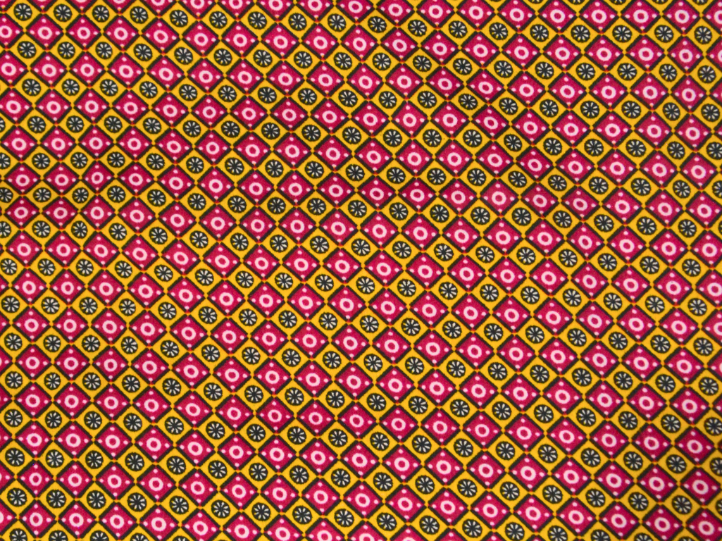 Pink & Yellow Diamond Digitally Printed Butter Crepe Fabric