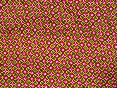 Pink & Yellow Diamond Digitally Printed Butter Crepe Fabric