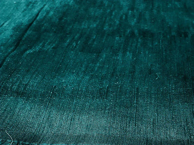 Deep Teal Plain Bangalore Raw Silk Fabric  (Wholesale)