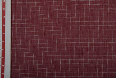 Precut of 1.5 Meters of Brick Red & White Checks Yarn Dyed Cotton Blend Fabric