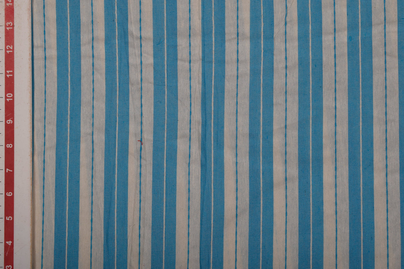 Precut Of 1.5 Meters Of Off White & Blue Stripes Cotton Dobby Fabric