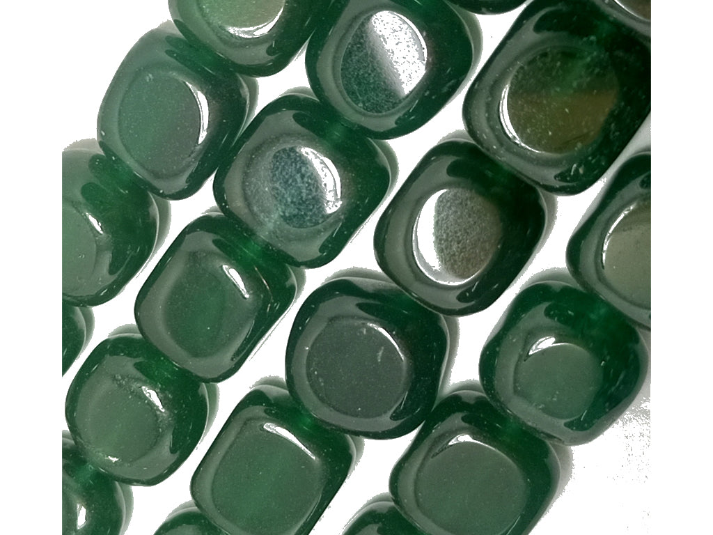 Dark Green Square Natural Stone Beads