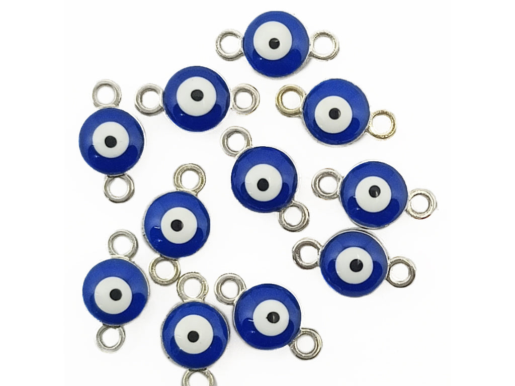 Blue & Silver Evil Eye Round Metal Charms