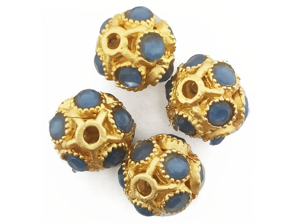 Blue & Golden Metal Spacer Beads