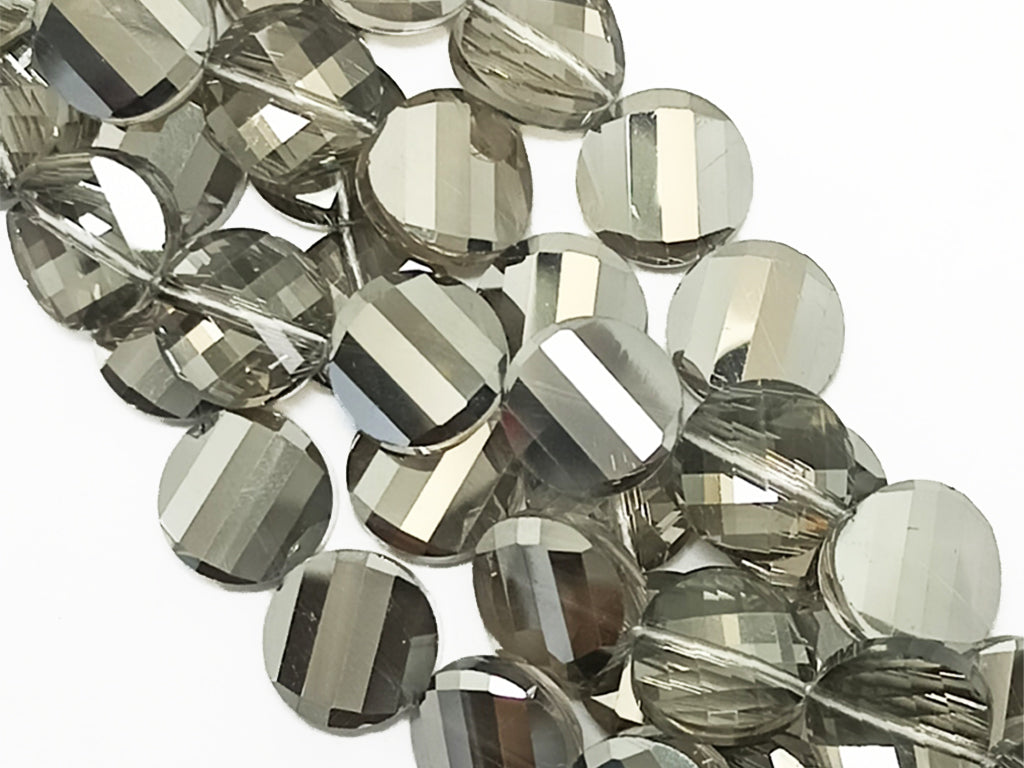 Silver Faceted Flat Crystal Beads