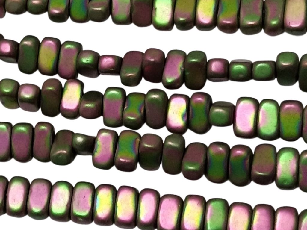Metallic Baby Pink Oblong Haemetite Metal Beads