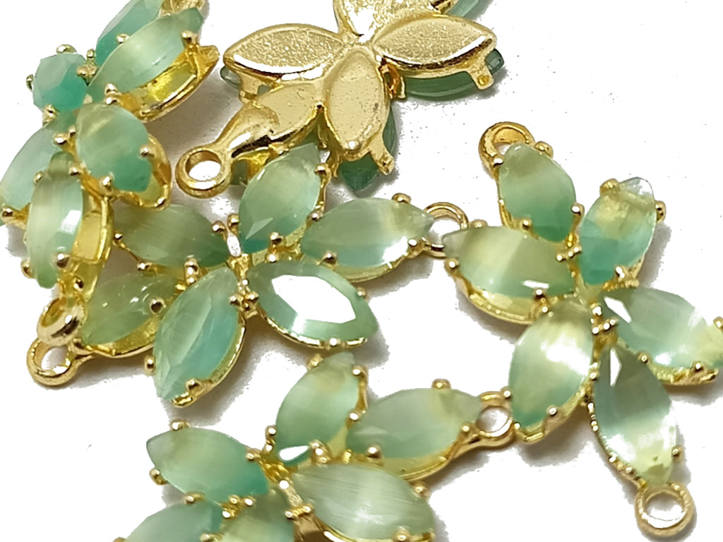 Green & Yellow Flower Stone Charms