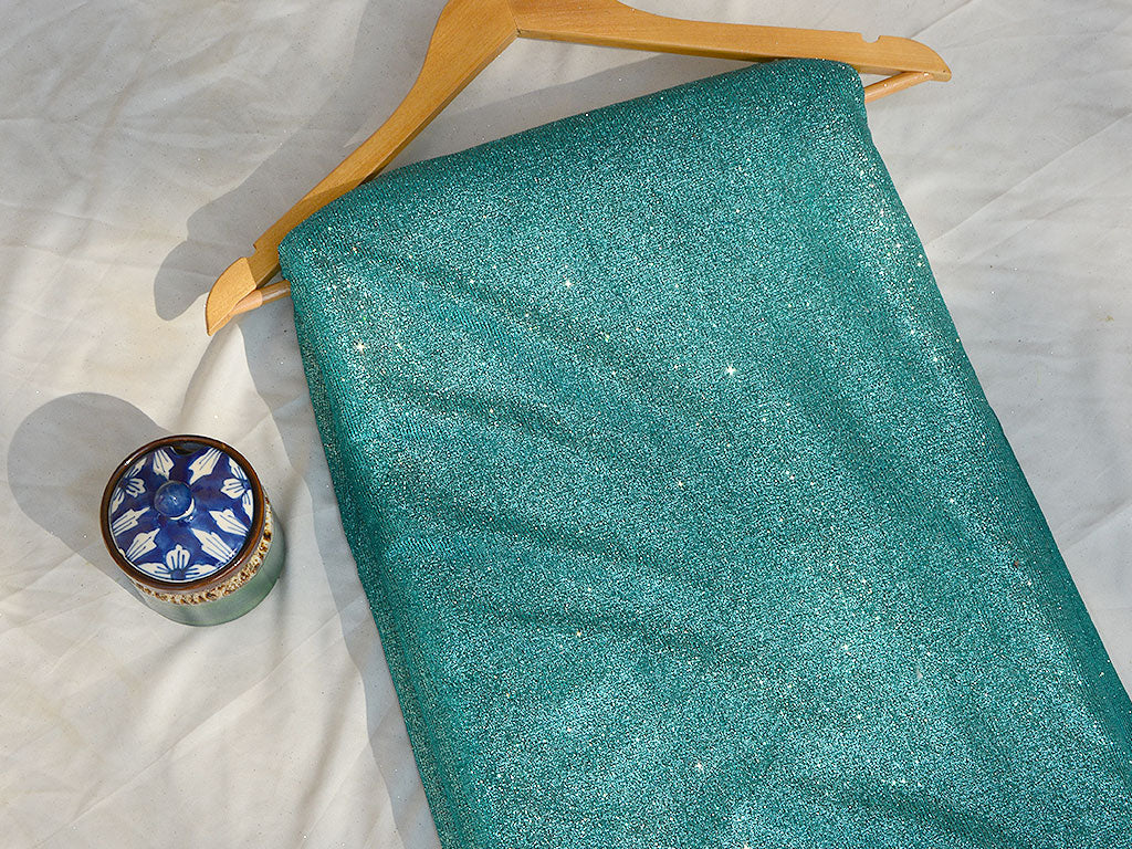 Turquoise Plain Shimmer Bonding Fabric