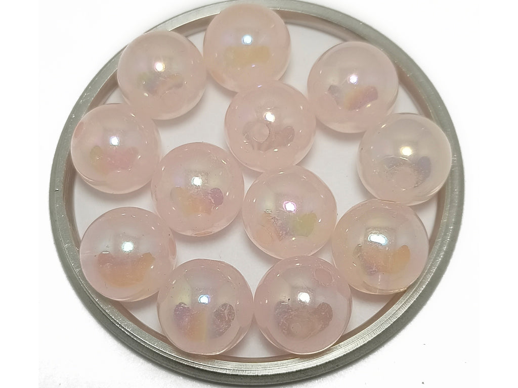 Pink Spherical Acrylic Beads With Centre Hole