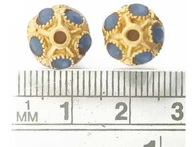 Blue & Golden Metal Spacer Beads