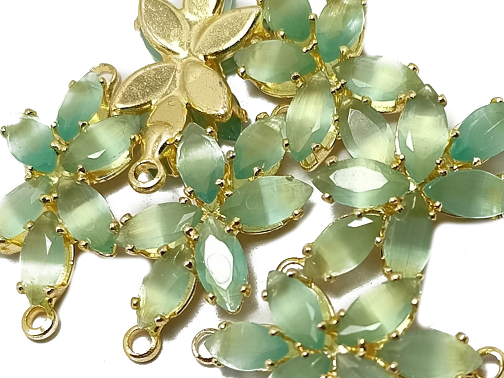 Green & Yellow Flower Stone Charms