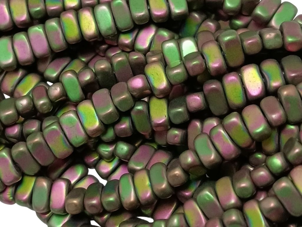 Metallic Baby Pink Oblong Haemetite Metal Beads