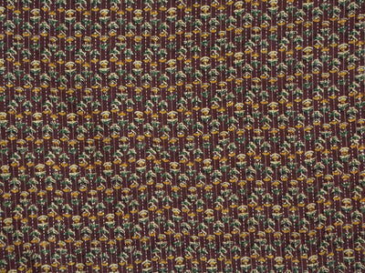 Brown Floral Pure Cotton Kantha Fabric