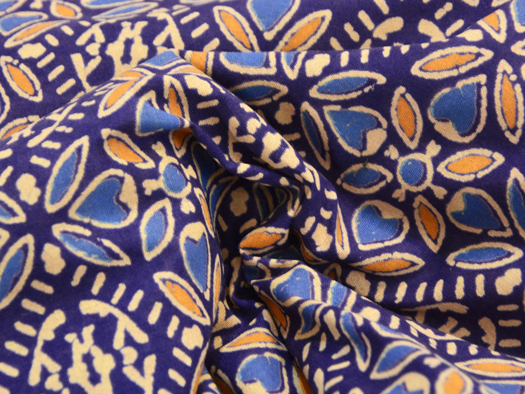 Purple Handblocked Pure Cotton Fabric