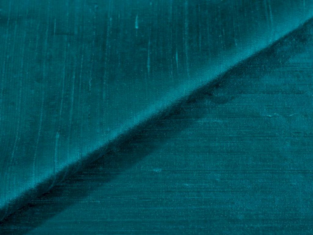 Peacock Blue Plain Bangalore Raw Silk Fabric  (Wholesale)