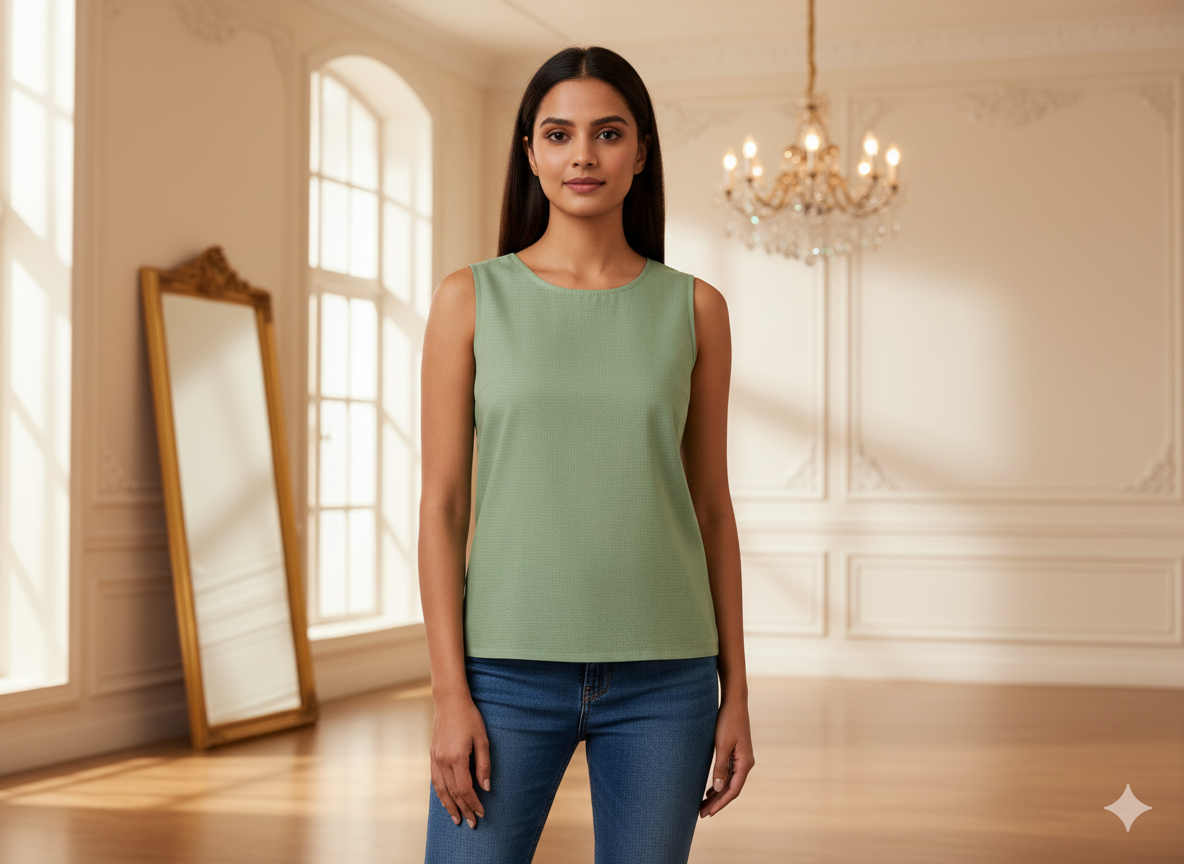 केली ग्रीन प्लेन ग्लेज्ड कॉटन फ़ैब्रिक (थोक)