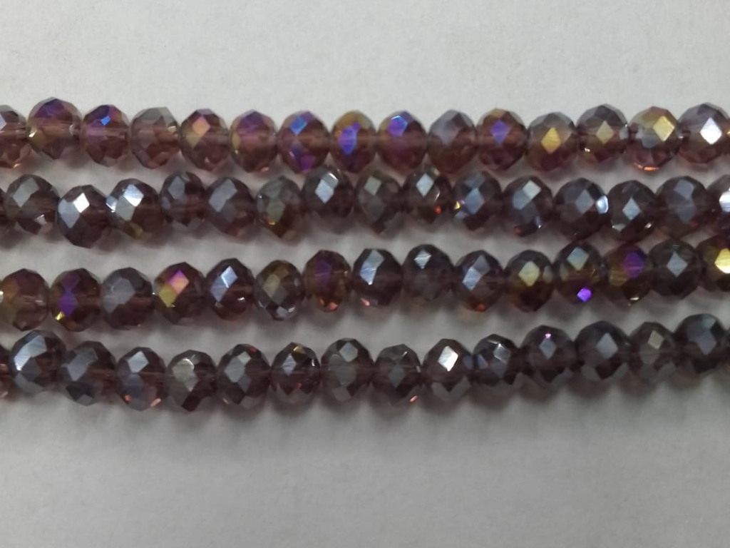 Deep Purple Rainbow Tyre Crystal Glass Beads- 6 mm (Wholesale