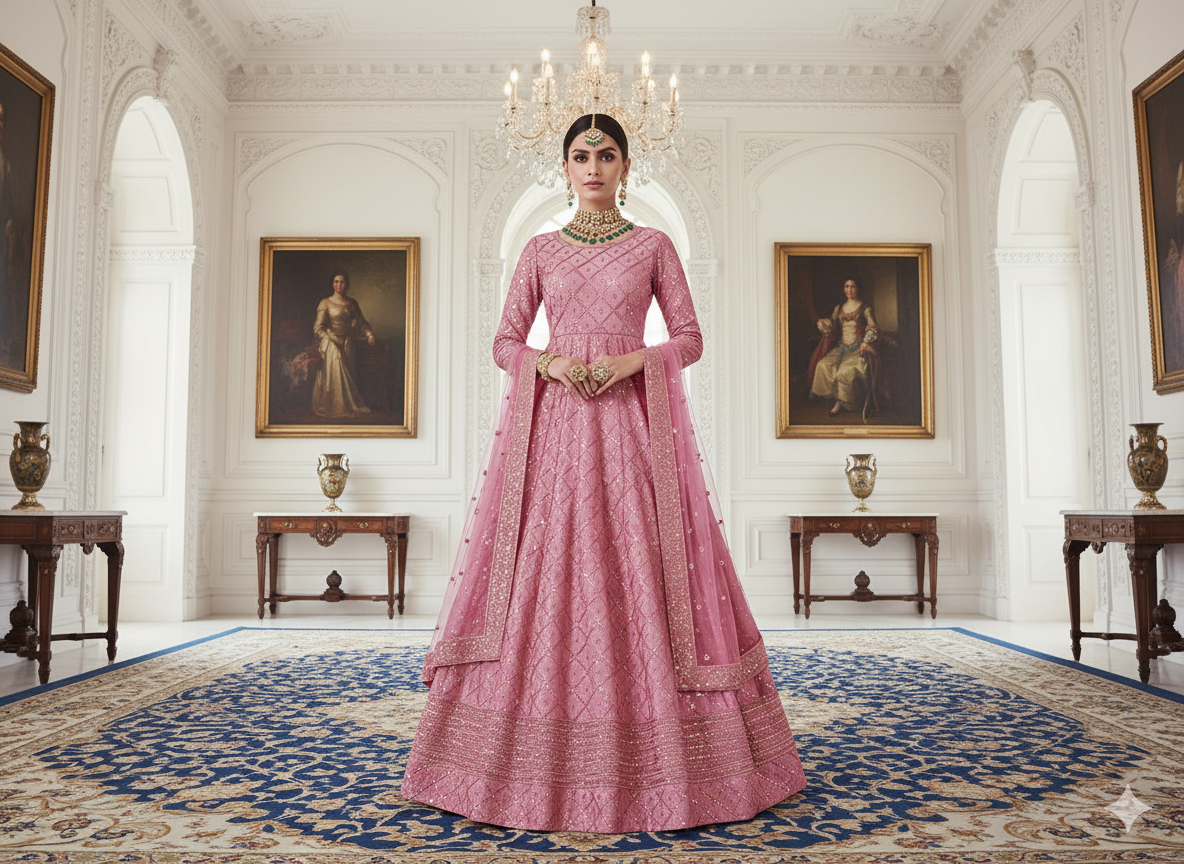 प्याज बैंगनी धातुई सेक्विन कढ़ाई मलाई साटन कपड़ा