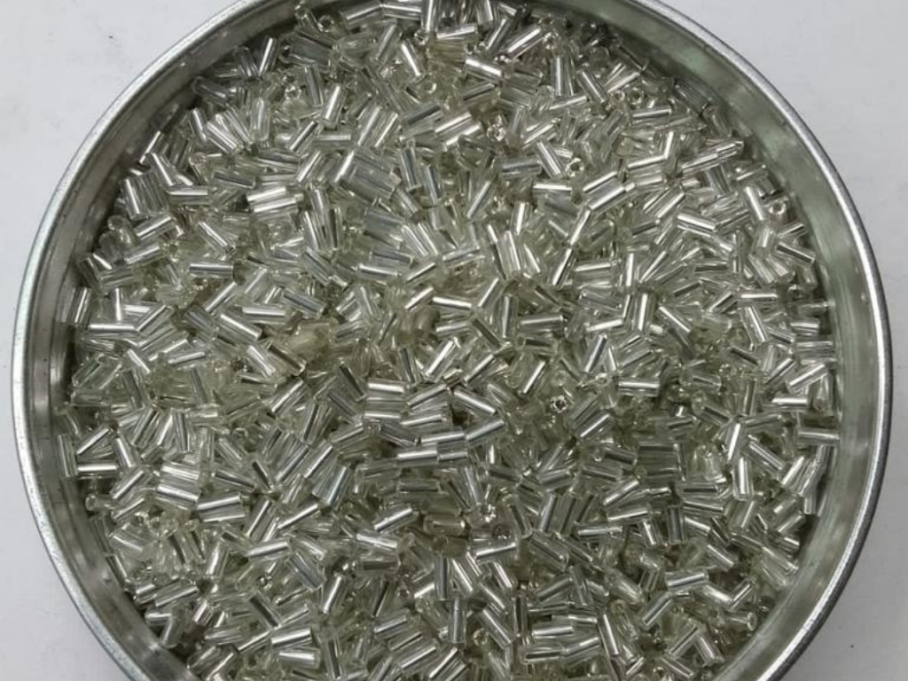 Silver Silverline Pipe Glass Seed Beads- 4.5 mm