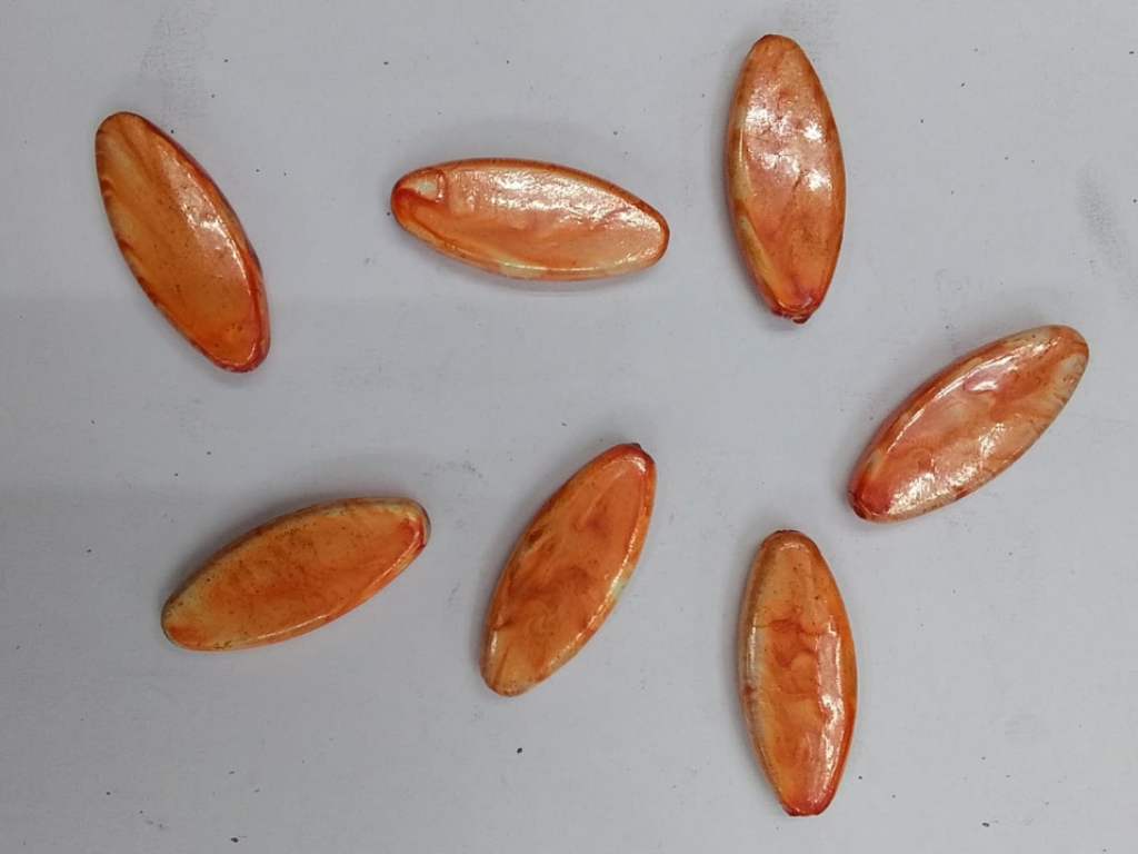 Orange Oval Plastic Stones