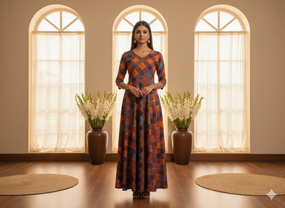 Bright Red Diamond Digitally Printed Butter Crepe Fabric