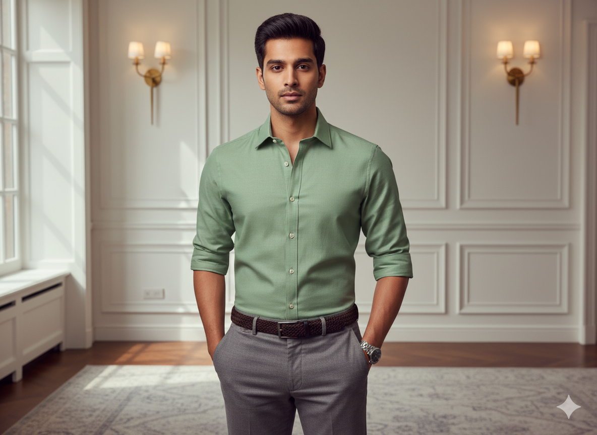 केली ग्रीन प्लेन ग्लेज्ड कॉटन फ़ैब्रिक (थोक)