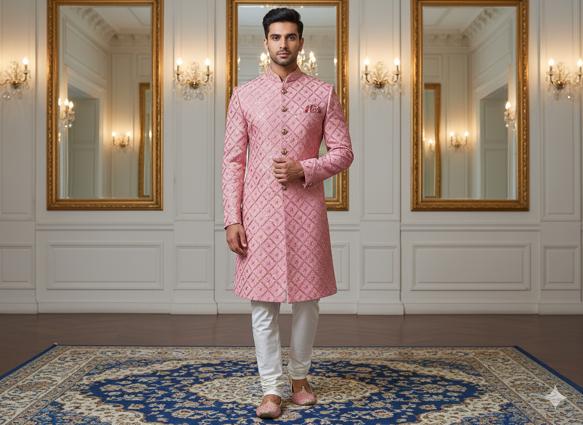 प्याज बैंगनी धातुई सेक्विन कढ़ाई मलाई साटन कपड़ा